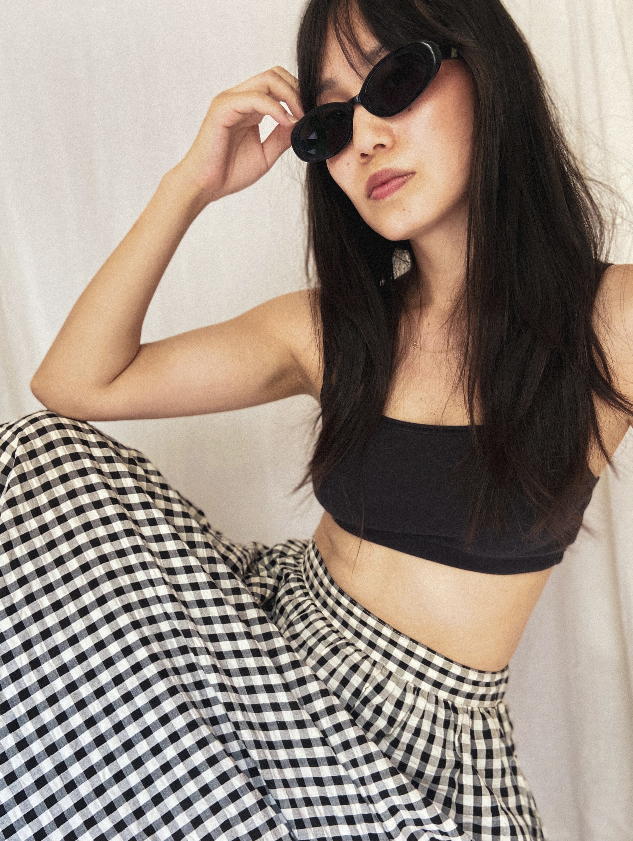 SheetalGingham Wide Skirt